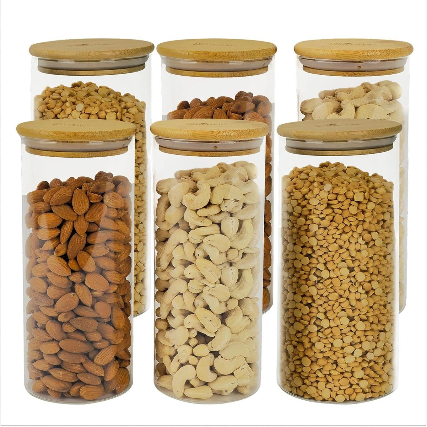 Jars- Glass storage with Bamboo Lid Pack of 6