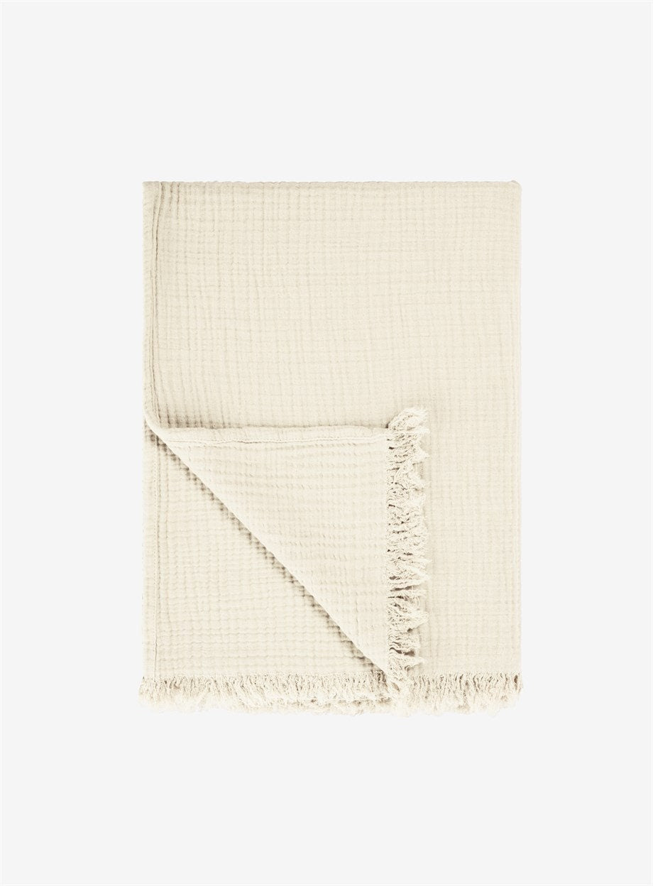 Throw Blanket Cotton Beige Boho