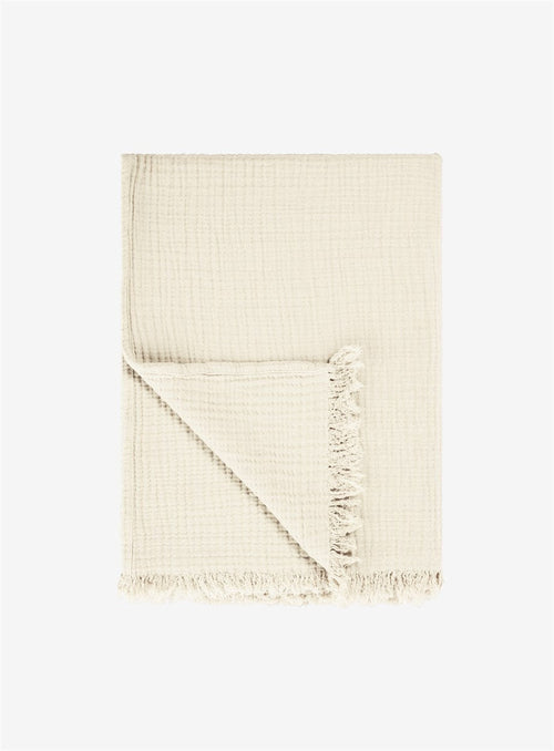 Throw Blanket Cotton Beige Boho