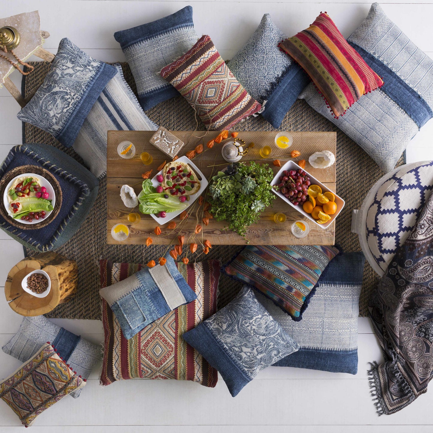 Throw Pillow-Pipestone Blue Striped Cotton