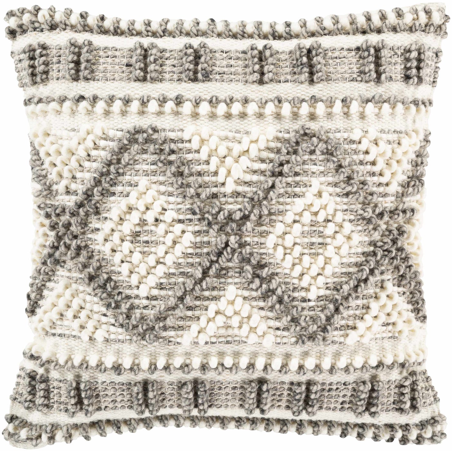 Throw Pillow-Sagamore Cream Trellis Wool&Cotton Throw Pillow