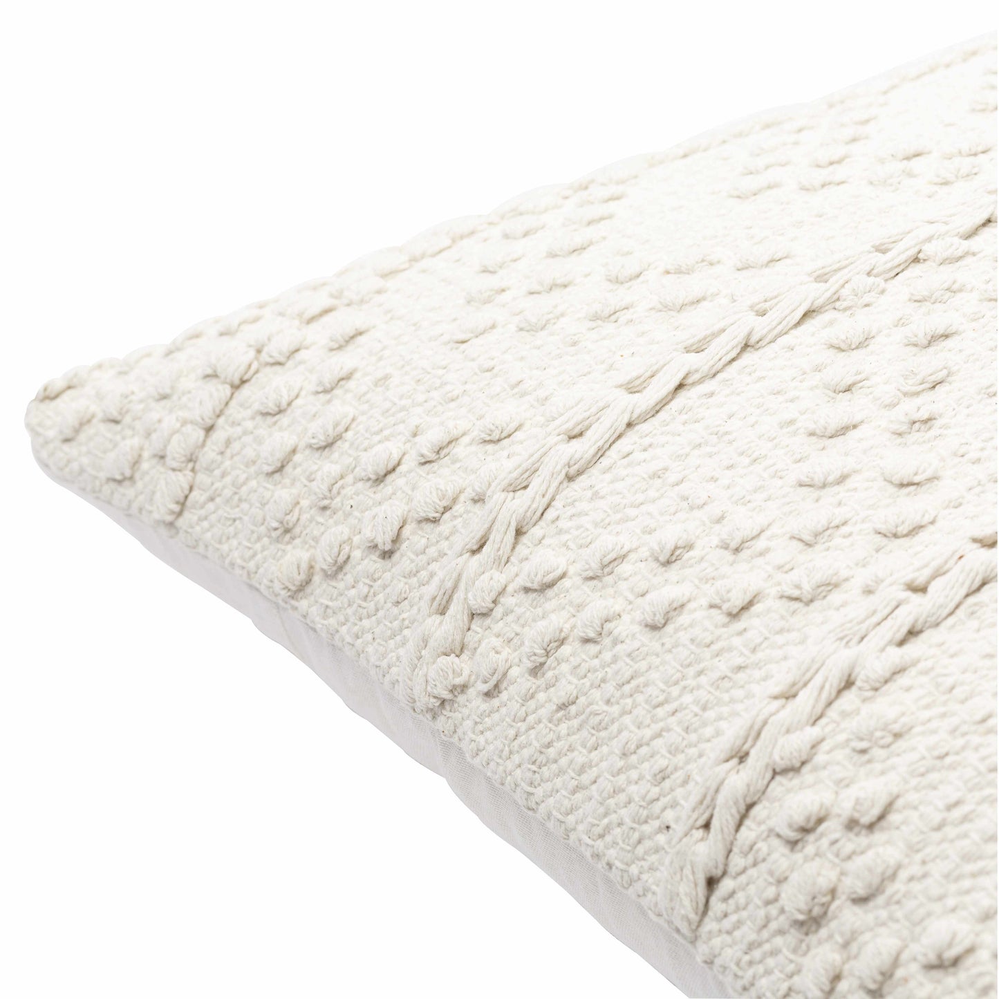 Throw Pillow-Sumiton White Textured Crochet Cotton Throw Pillow