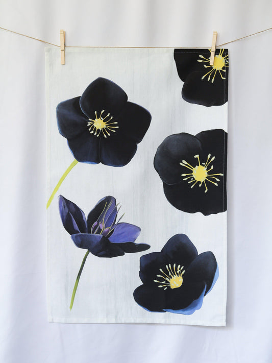 Tea Towel: Black Hellebore on Snow