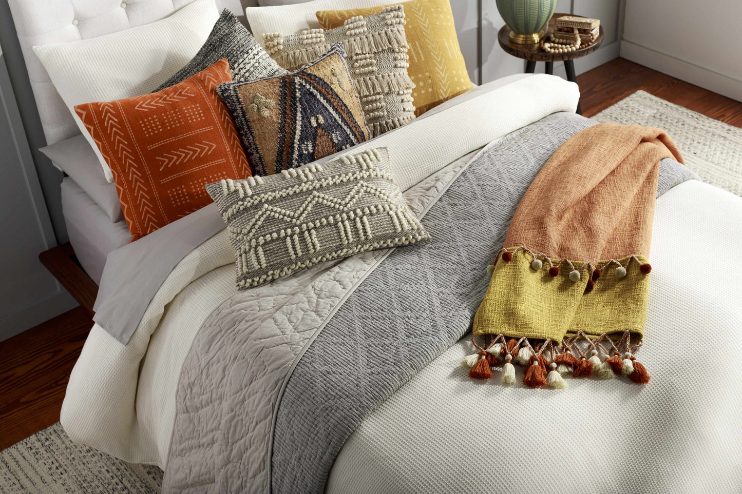 Throw Pillow- Atascocita Cream Wool & Cotton Throw Pillow